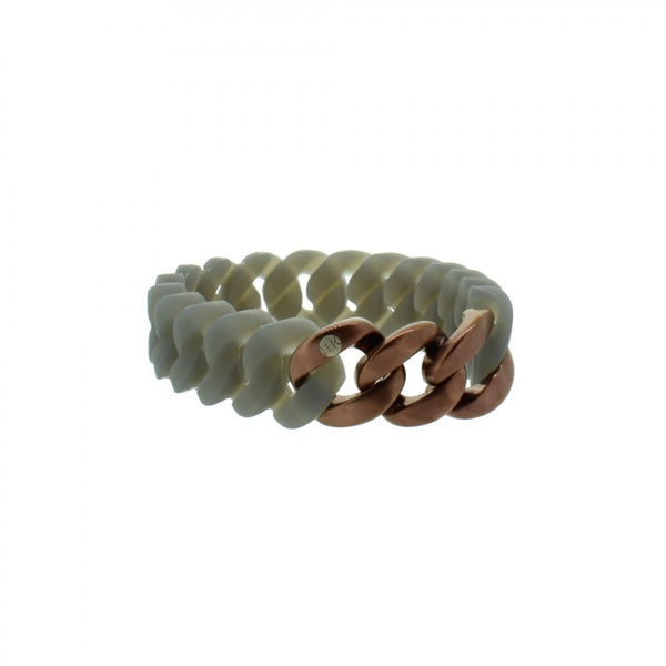 MINI Damen Armband Silikon Grau / Edelstahl Bronze Matt