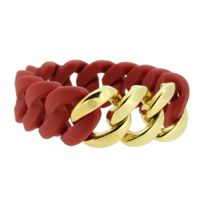 Damen Armband Silikon Marsala / Edelstahl Gold