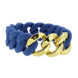 Damen Armband Silikon Blau / Edelstahl Gold