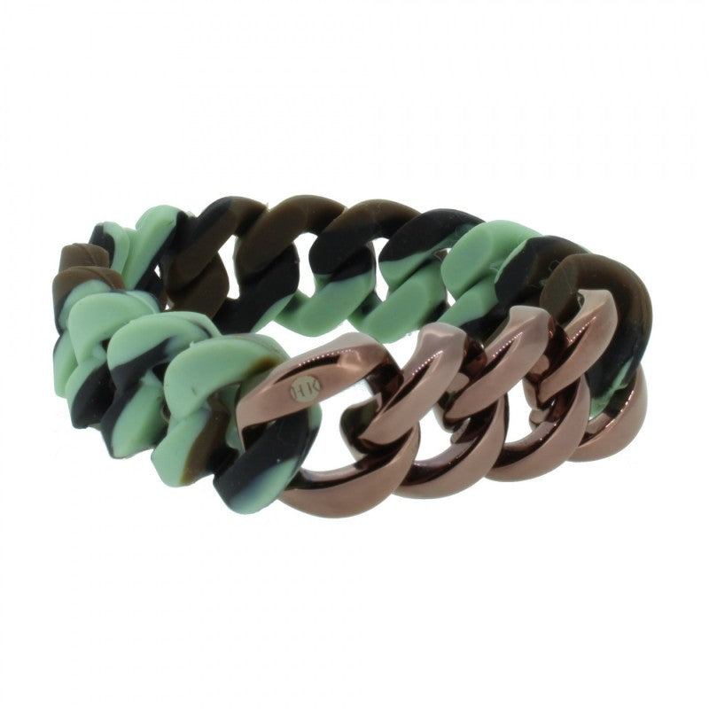 Herren Armband Silikon Camouflage / Edelstahl Bronze