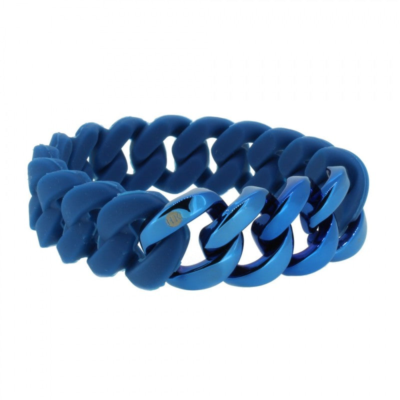 Herren Armband Silikon Blau / Edelstahl Blau