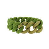 Damen Armband Silikon Olive / Edelstahl Gold Sandgestrahlt