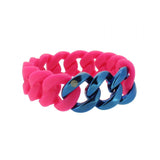 Damen Armband Silikon Pink / Edelstahl Blau